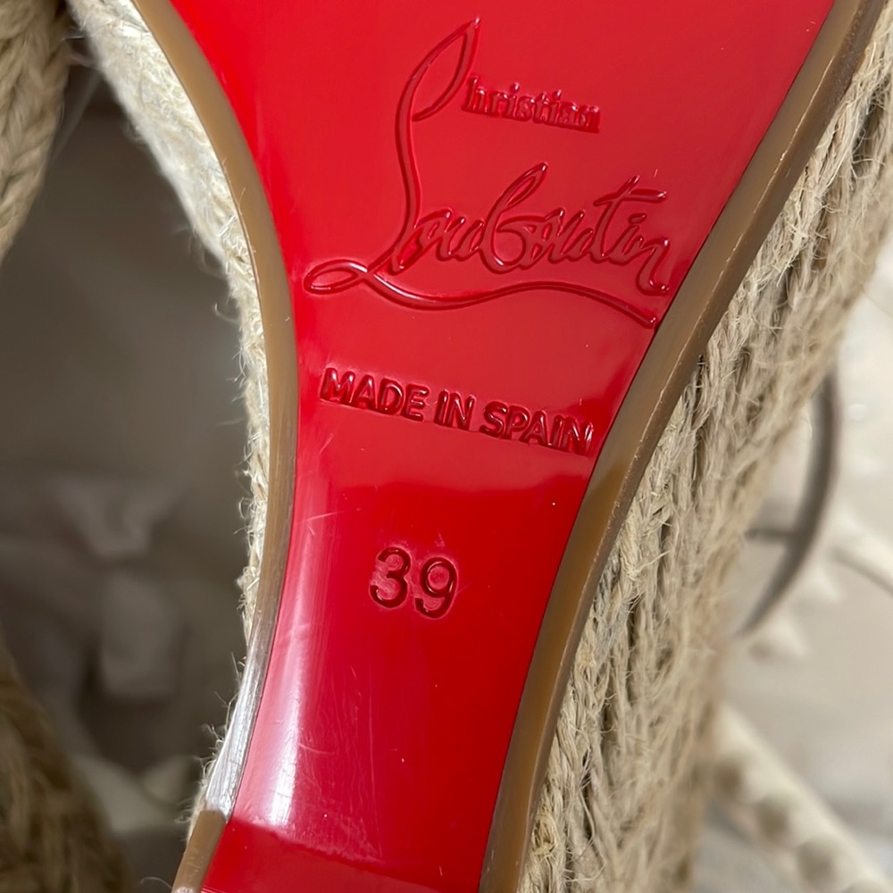 Christian Louboutin mafaldina Zeppa wedge espadrille sandal white spike sz 39 - Picture 9 of 11